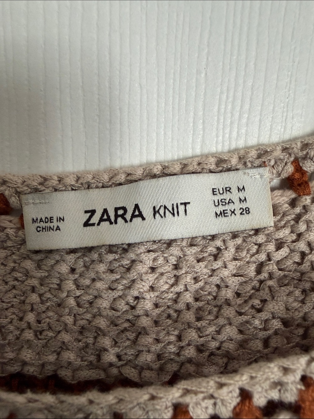 Zara Knit Brown & Cream Striped Crochet Cropped Tank - Picture 2 of 10